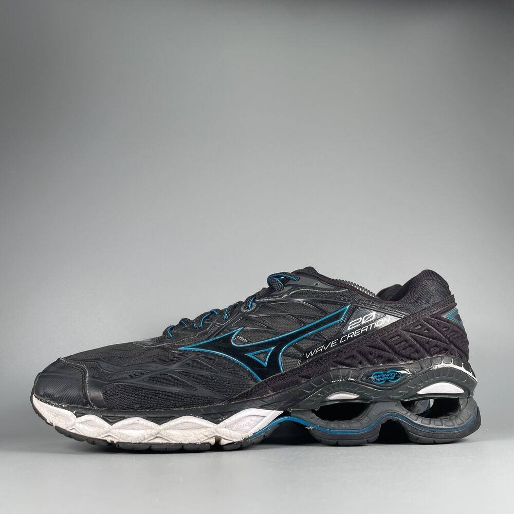 Mizuno Wave Creation 20 Men's 10.5 Black Blue Athletic Shoes Running Sneaker GUC